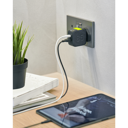 InstantCharger 65W 2 USB - Black - Powerful USB-C and USB-A GaN PD charger - Front image number null